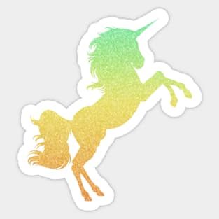 Bright Yellow Orange Ombre Faux Glitter Unicorn Sticker